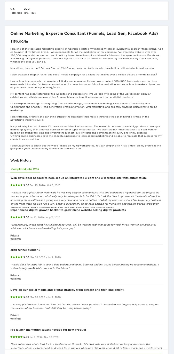 10 Awesome Upwork Profile Examples That Will Help You Get Clients My 10 Awesome Upwork Profile Examples That Will Help You Get Clients My